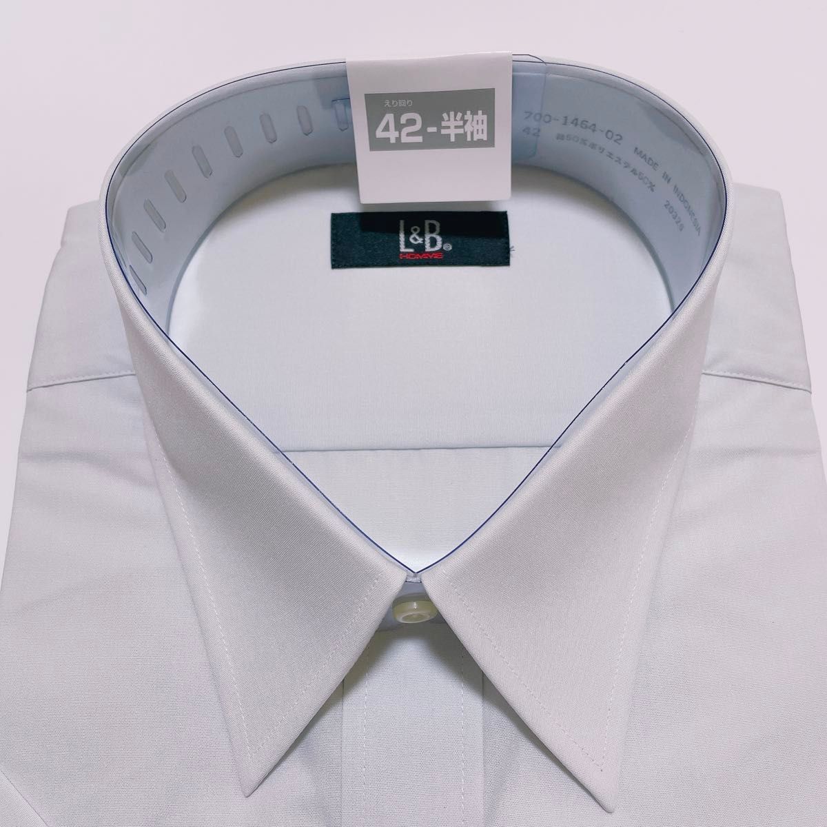 L&B HOMME 綿高率　形態安定　半袖ワイシャツ　L-42 吸水速乾　グレー