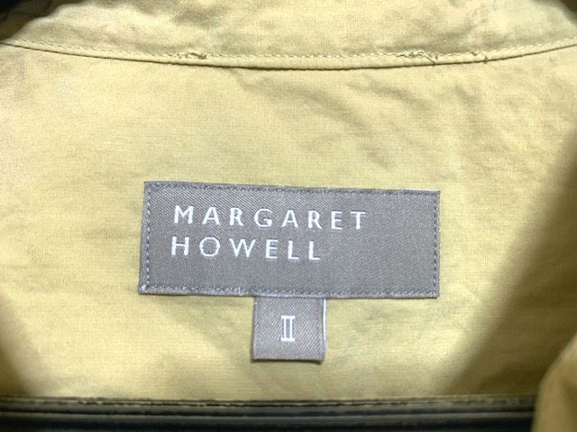●22SS 美品 MARGARET HOWELL マーガレットハウエル タイプライターコットン スタンドカラーシャツ 日本製 ライトオリーブ 2の画像5