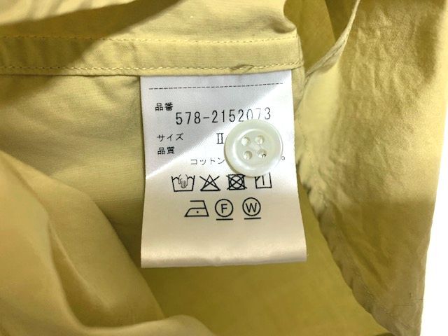 ●22SS 美品 MARGARET HOWELL マーガレットハウエル タイプライターコットン スタンドカラーシャツ 日本製 ライトオリーブ 2の画像6