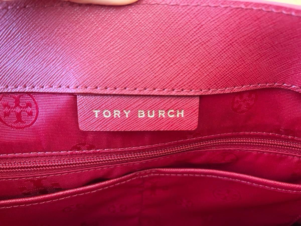 美品 トリーバーチ エマーソン トートバッグ レザー レッド A4収納 TORY BURCH 肩掛け 