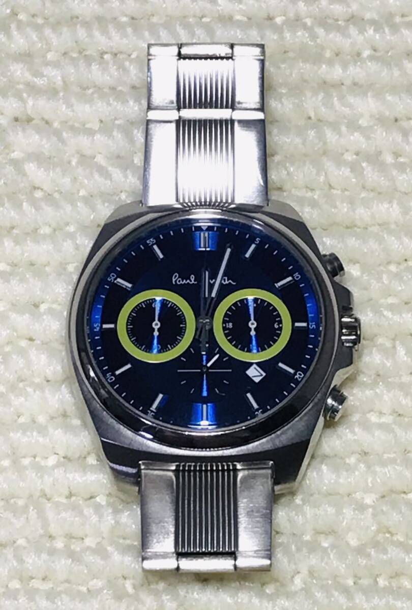 KGNY3969 Poul Smith Paul Smith GN-4W-S кварц хронограф Date мужские наручные часы синий циферблат текущее состояние товар 