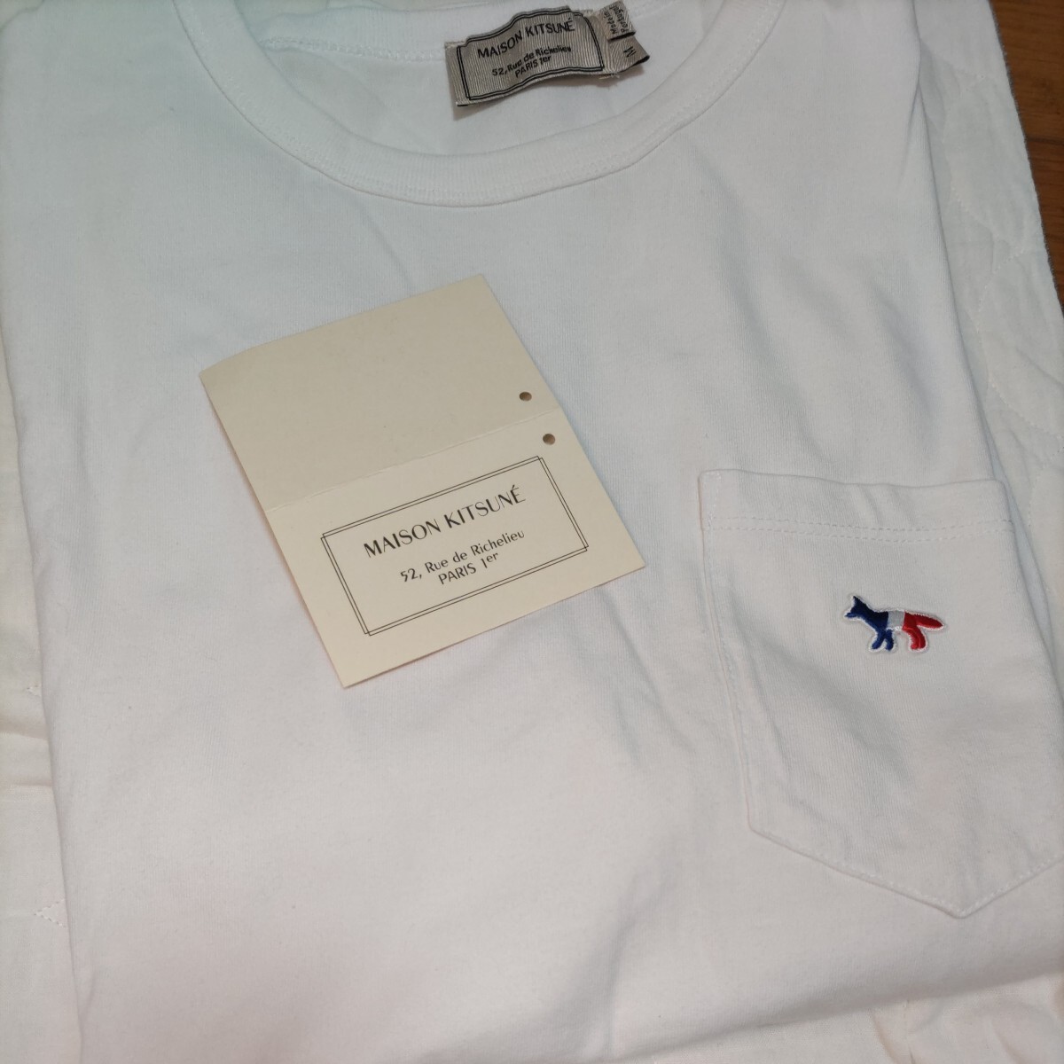  mezzo n fox MAISON KITSUNE standard tricolor fox patch pocket T-shirt white TRICOLOR FOX PATCH