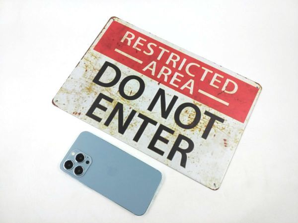 アメリカン風ブリキ看板 メタルプレート DO NOT ENTER 注意 立ち入り禁止の画像5