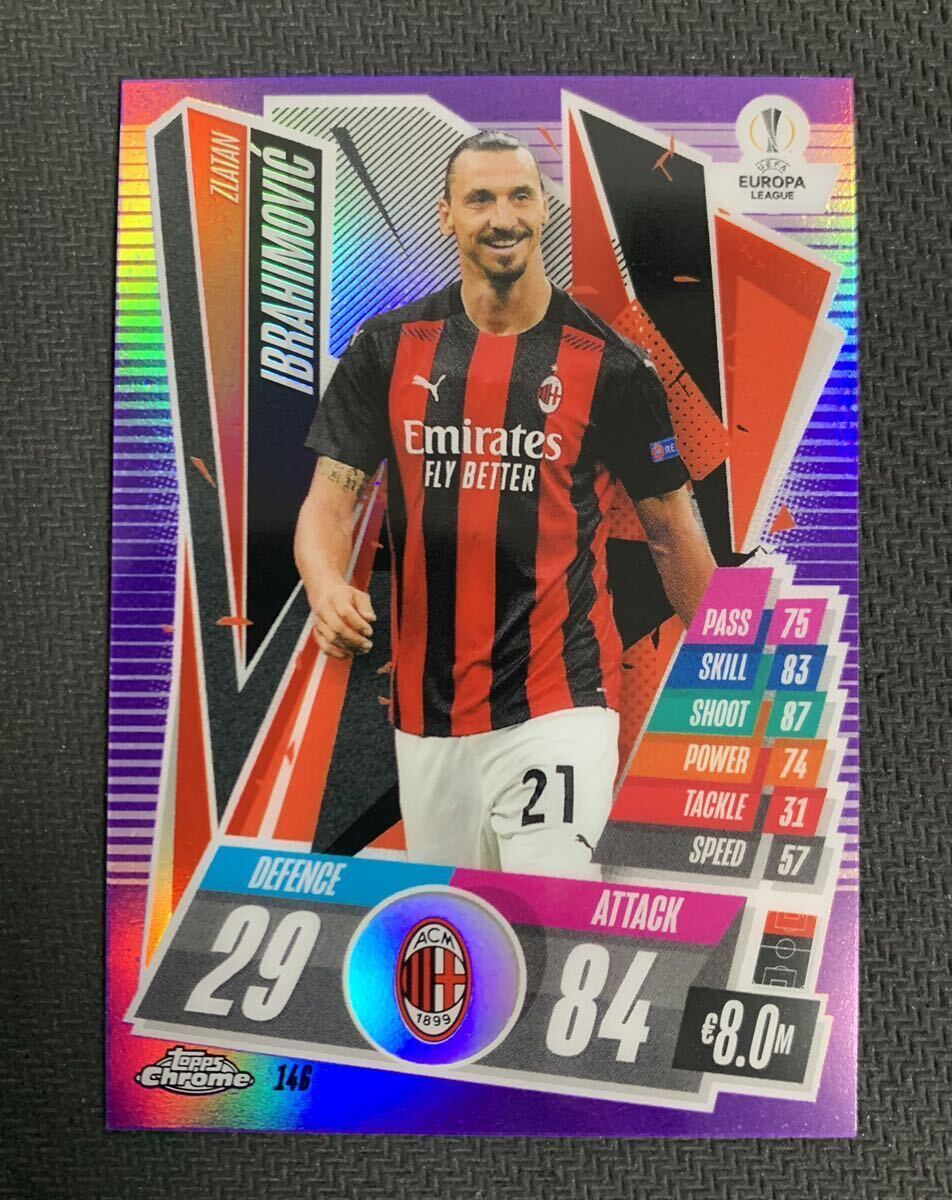 Topps Match Attax Chrome 20/21 Nr 146 Zlatan Ibrahimovic purple Refractor #/250 250シリ_画像1