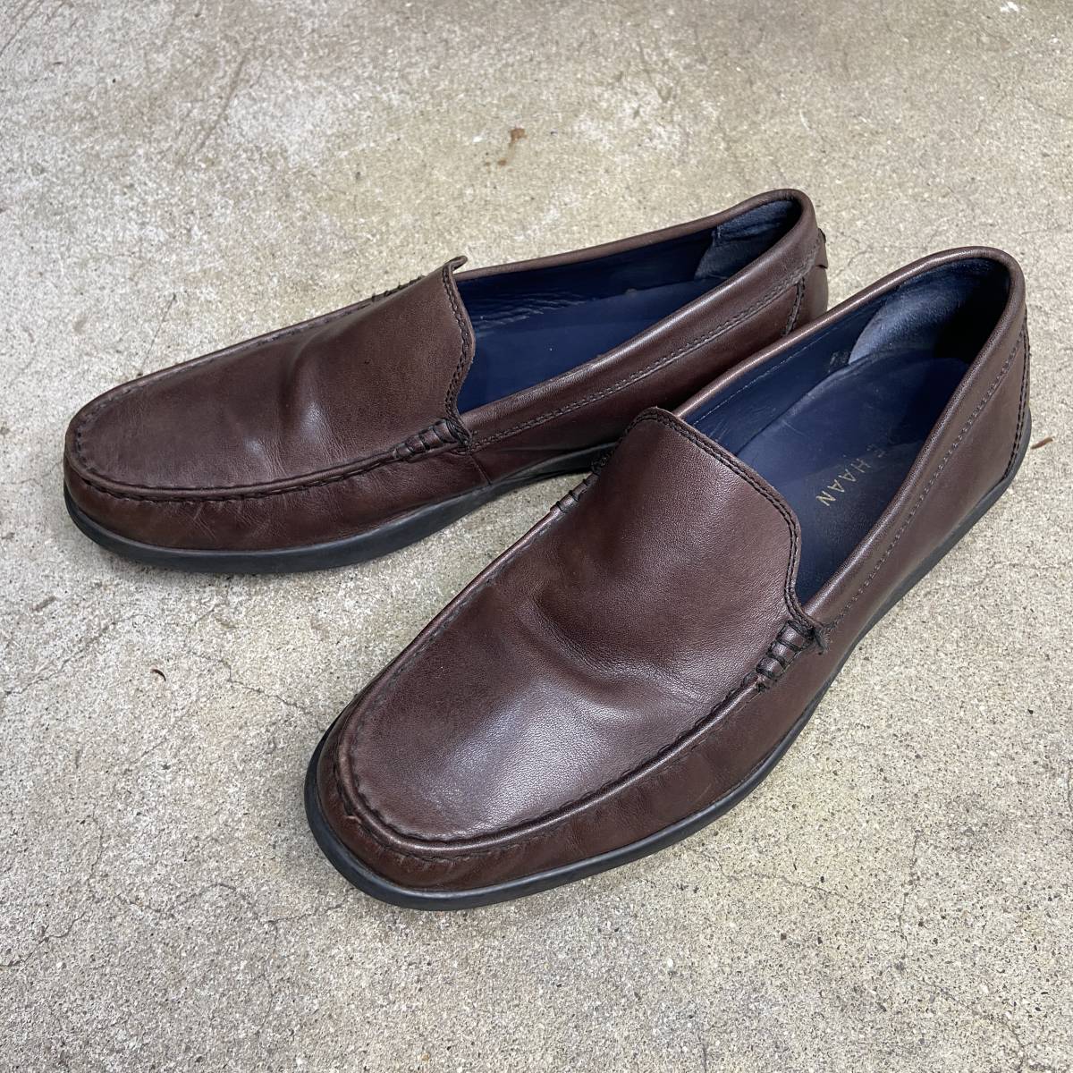 ☆送料無料☆COLE HAAN☆コールハーン☆レザースリッポンシューズ☆ブラウン☆ローファー☆US8.5☆革靴☆26.5ｃｍ☆Ｌ２３Ｍ_画像1