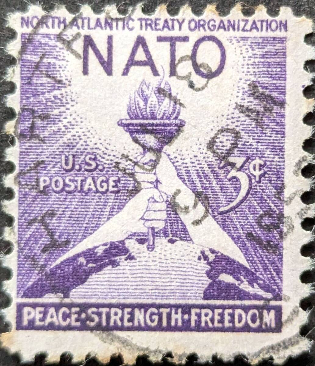【外国切手】 アメリカ合衆国 1952年04月04日 発行 NATO-北大西洋条約機構 消印付きの画像1