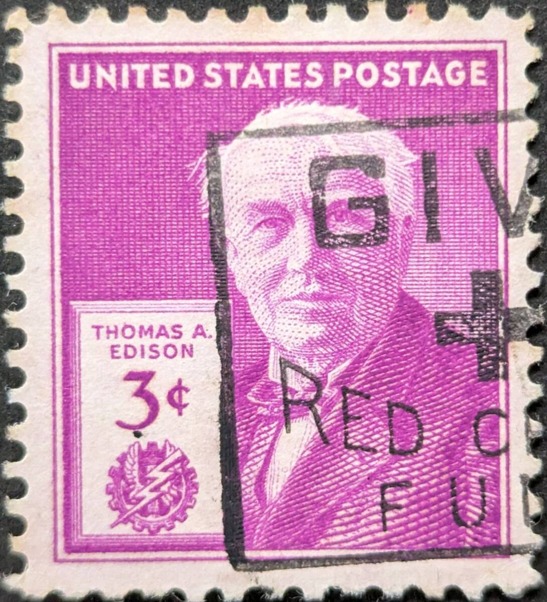 【外国切手】 アメリカ合衆国 1947年02月11日 発行 トーマス・A・エジソン生誕100周年 消印付きの画像1