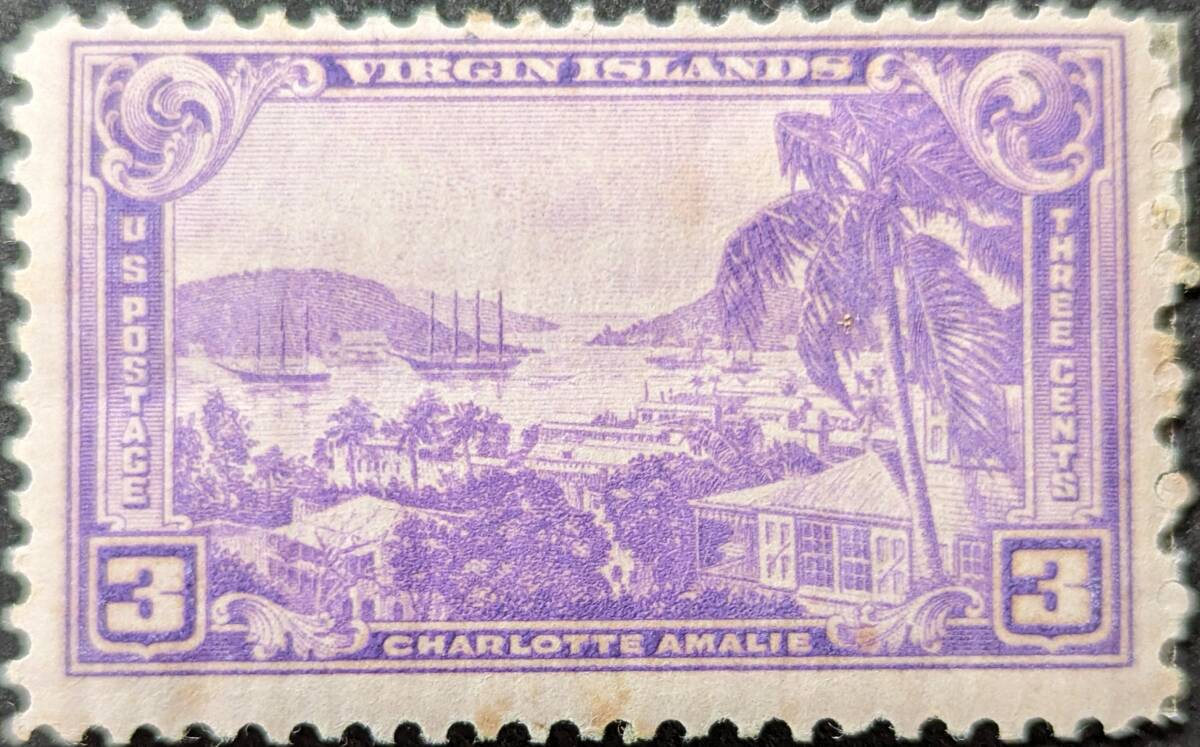 【外国切手】 アメリカ合衆国 1937年12月15日 発行 領土問題 - アメリカ領ヴァージン諸島 シャーロット・アマリー、セント... 消印付きの画像1