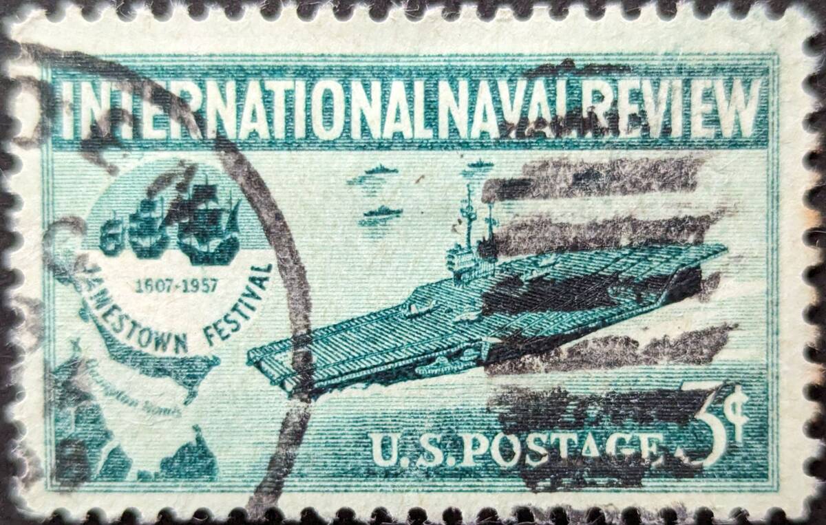 【外国切手】 アメリカ合衆国 1957年06月10日 発行 国際海軍レビュー 消印付きの画像1