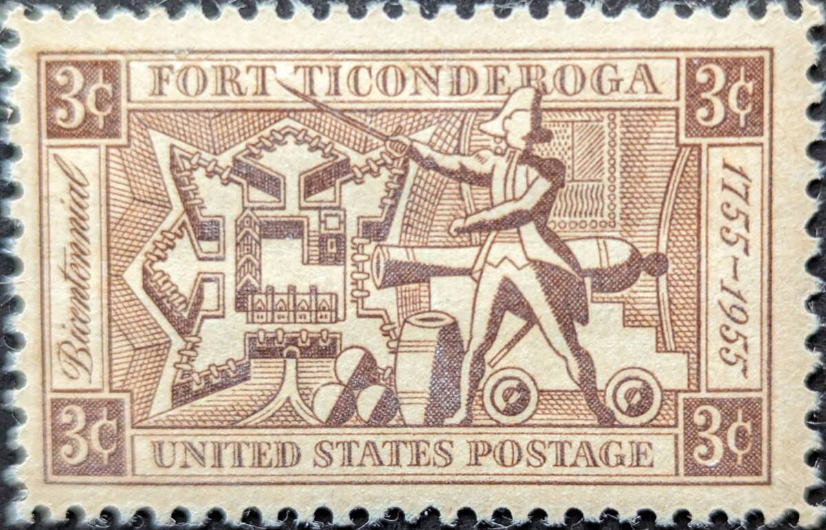 【外国切手】 アメリカ合衆国 1955年09月18日 発行 タイコンデロガ砦の200周年 未使用の画像1