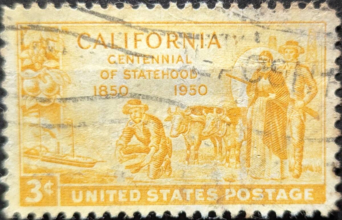 【外国切手】 アメリカ合衆国 1950年09月09日 発行 カリフォルニア州昇格100周年 消印付きの画像1