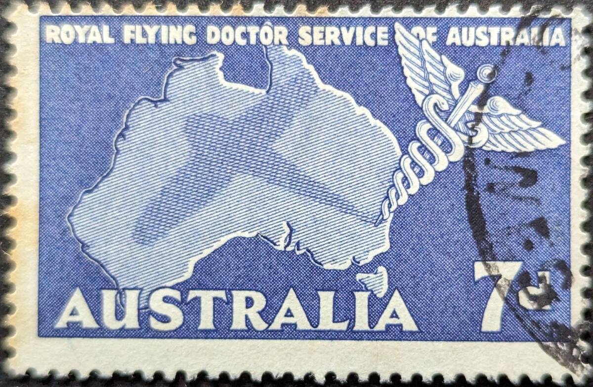 【外国切手】 オーストラリア 1957年08月21日 発行 オーストラリアのロイヤル・フライング・ドクター・サービス-2 消印付き_画像1
