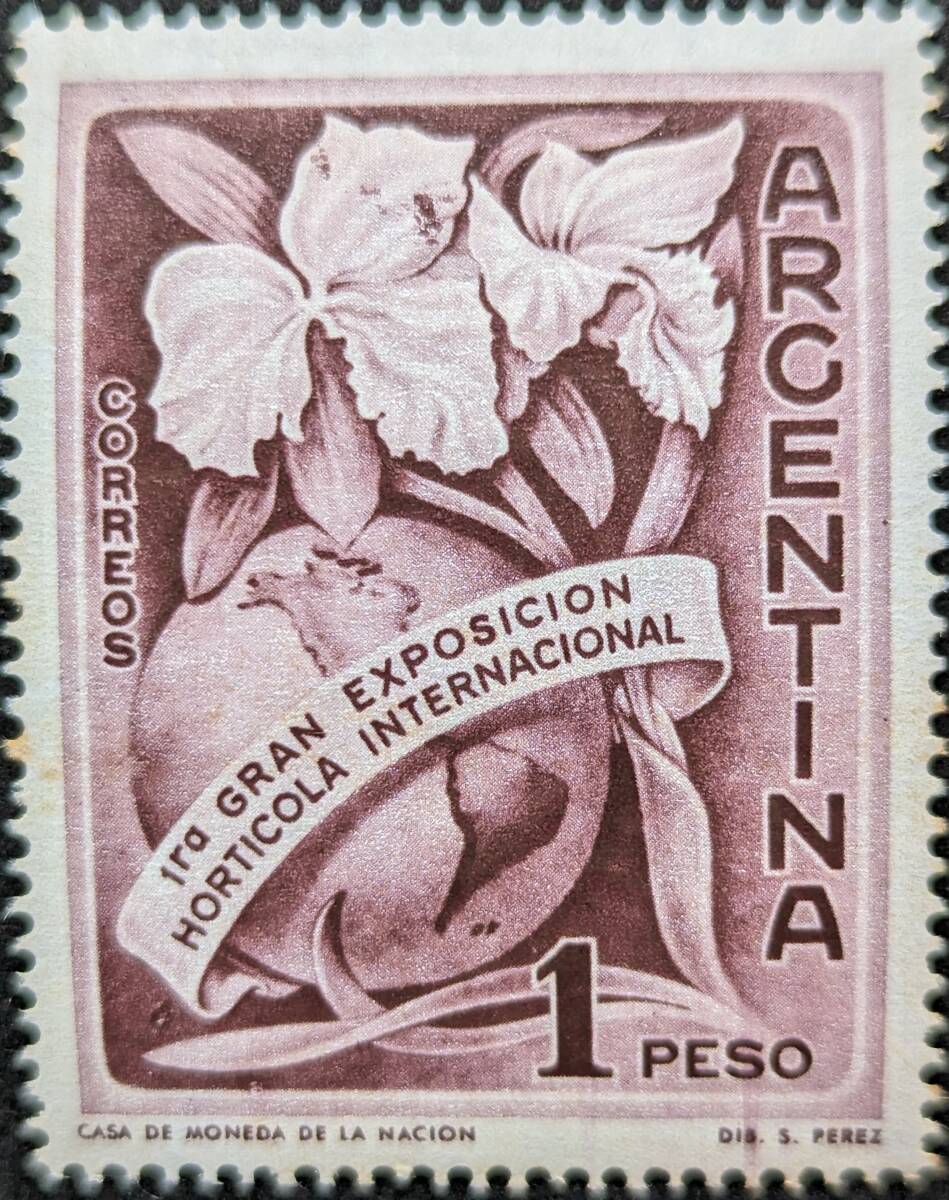 【外国切手】 アルゼンチン 1959年03月23日 発行 第1回国際園芸博覧会(ブエノスアイレス) 未使用_画像1