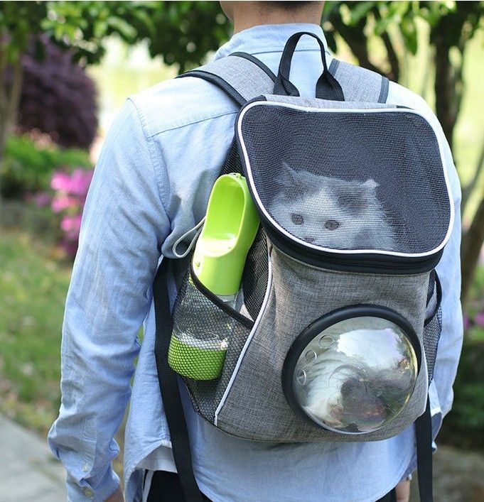 ペット ウォーターボトル 水筒 携帯 散歩 旅行 犬 猫 給水器 給水ボトル ボトル 水飲み クイックアトマイザー ブルー　青