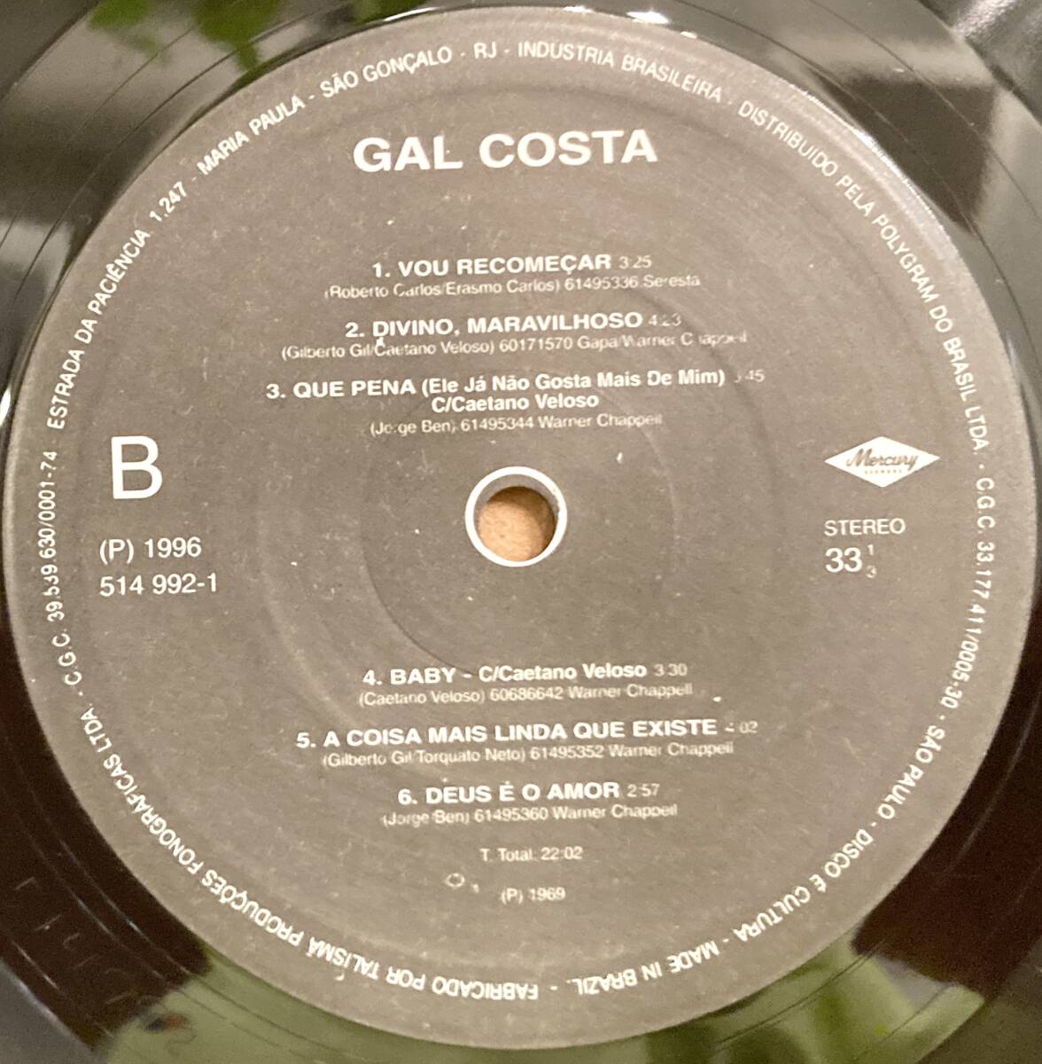 ■MPB名盤!■Gal Costa(ガル・コスタ) / Gal Costa (Polygram 514 992-1) 1996 Brazil VG+ Gilberto Gil, Caetano Veloso Wジャケットの画像5