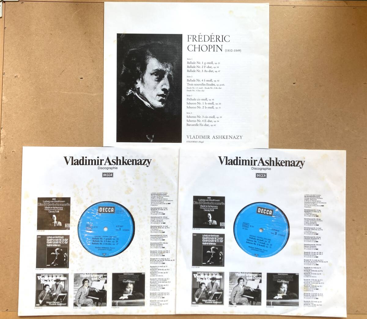 ■※経年ゆえのシミ有■Frederic Chopin, Vladimir Ashkenazy / Klavierwerke (Decca 6.35144 DX) 2LP BOX 1976 Germany EX-~EX _画像5