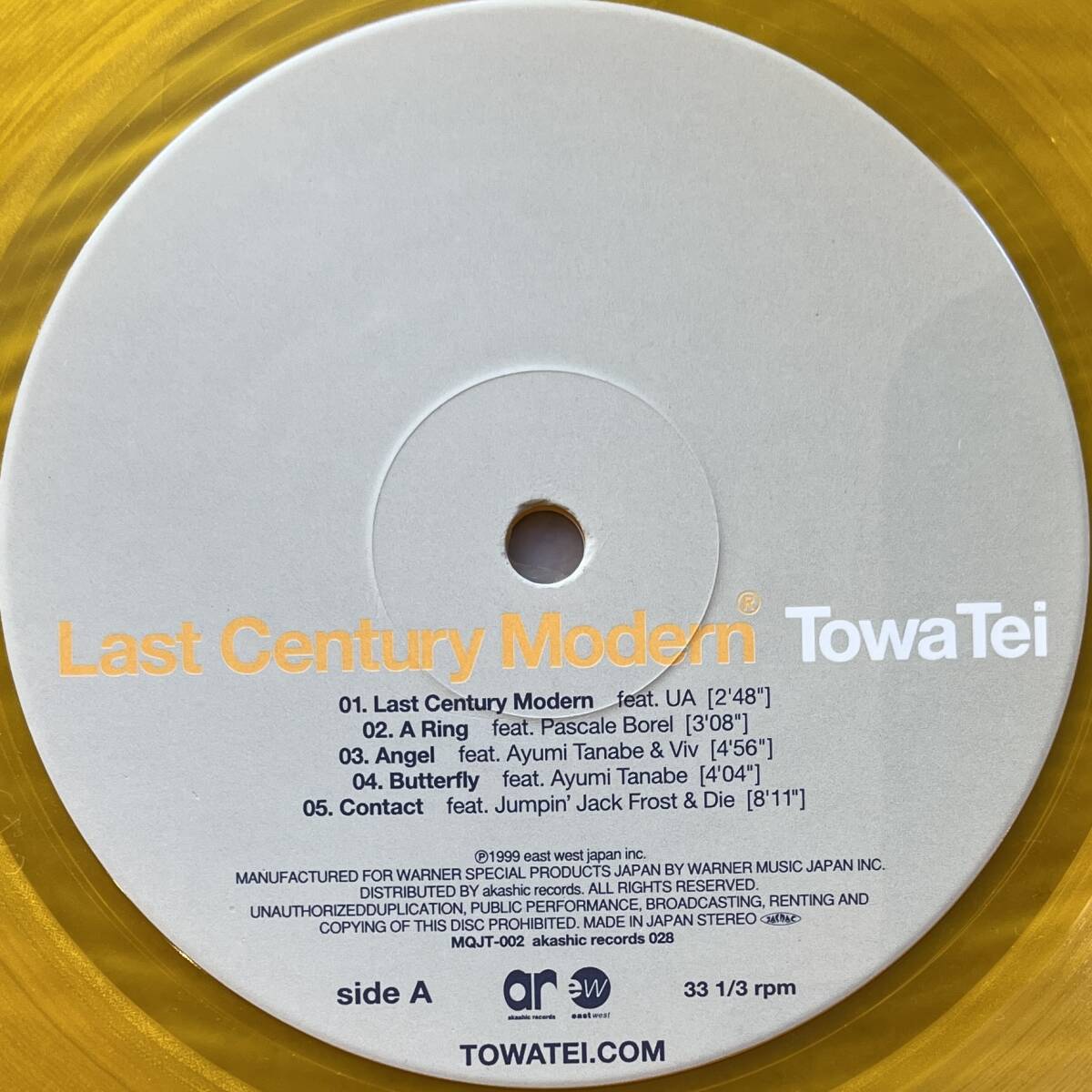 ■イエロークリアカラー盤!LP/美品■テイ・トウワ Towa Tei / Last Century Modern (MQJT-002) 細野晴臣 高橋幸宏 Asa-Chang UA Chara_画像2