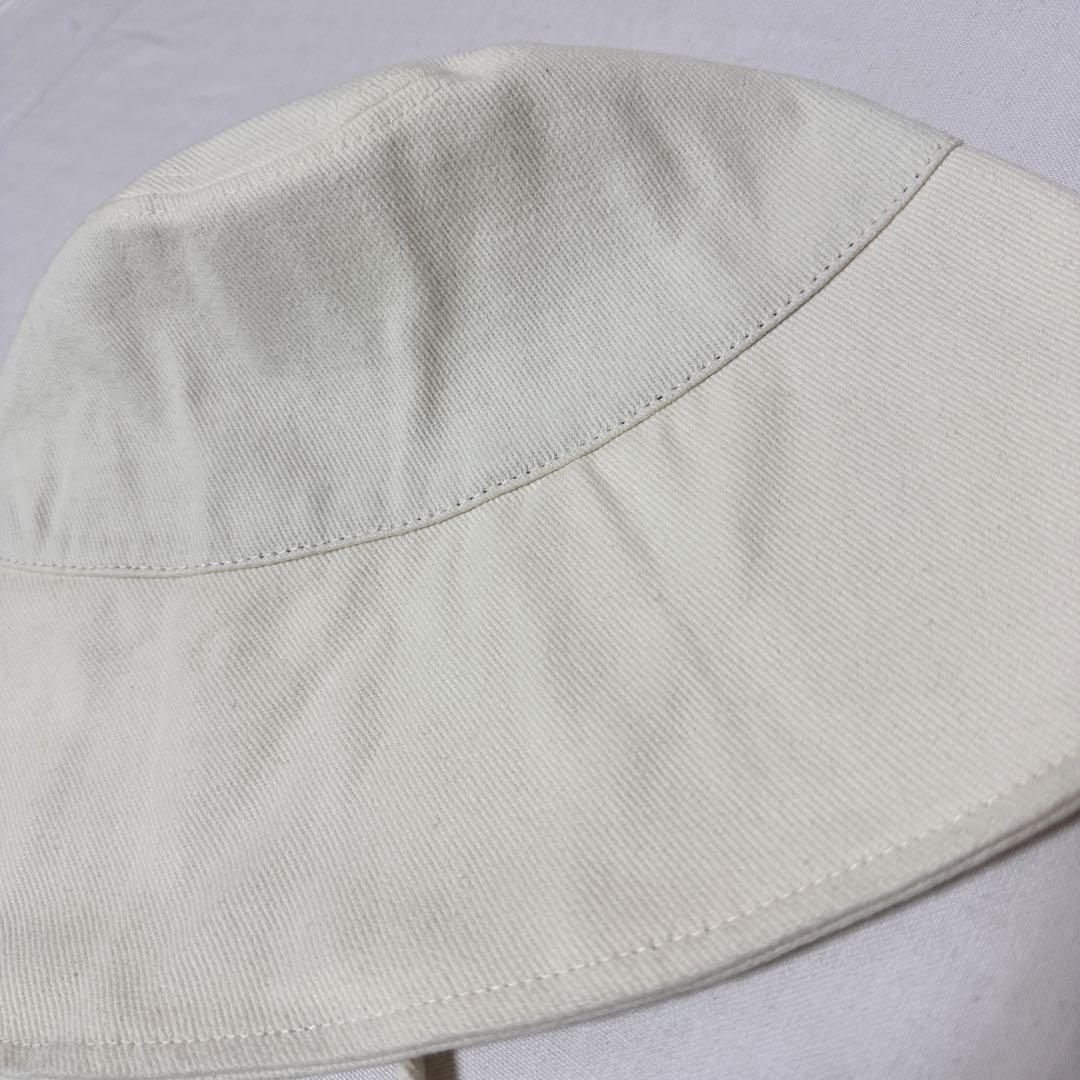紐付きハット つば広め 帽子 紫外線対策 日除け対策 バケットハット バケハ　アイボリー
