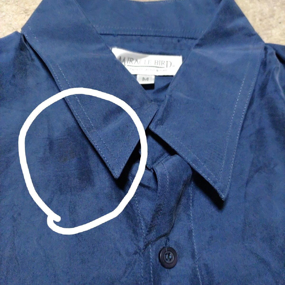 メンズ 半袖シャツ☆ 紺色 シルク☆ ボタンダウン ☆ノーカラー シャツ ☆3枚 まとめ売り トップス シャツ