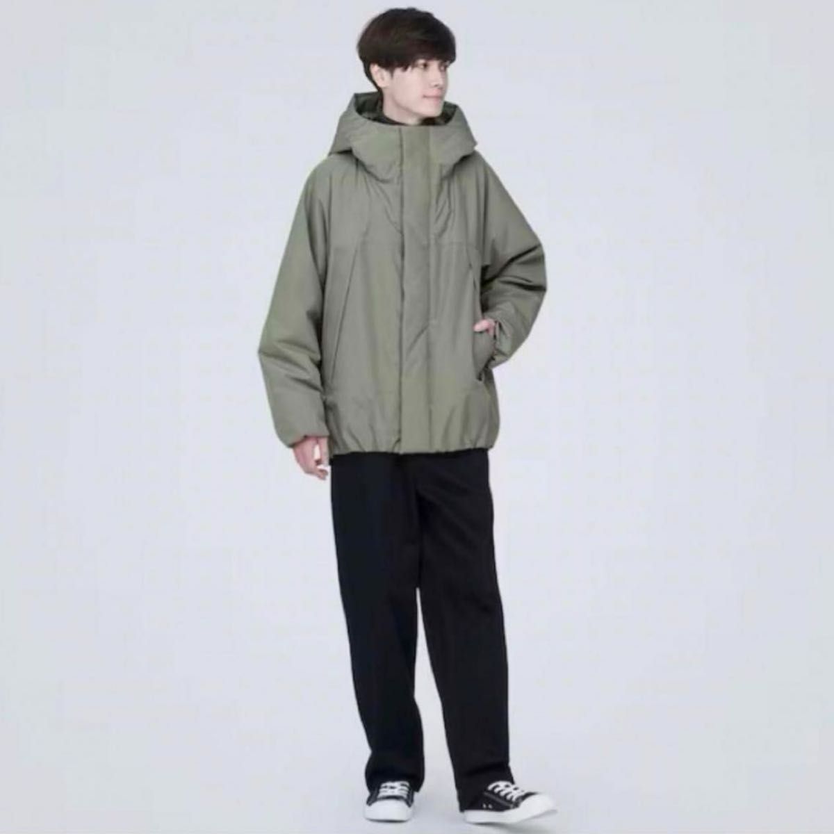 無印良品 あったか中わたフードジャケット スモーキーグリーン L 無印良品 あったか中わたフードジャケット スモーキーグリーン L