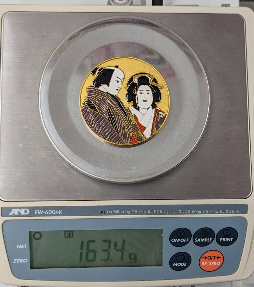  structure . department doll joruri bunraku the 7 treasures chapter . original silver the 7 treasures gilding finishing medal approximately 160g diameter 60mm special case Lee fret attaching 