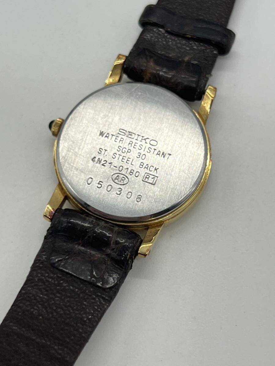 SEIKO セイコー EXCELINE エクセリーヌ 4n21-0180 レディース腕時計 クォーツ 電池式 QZ 3針 ゴールド文字盤の画像5