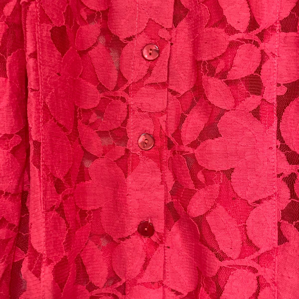 シャツ　イタリア製　花柄　レース　エレガント　ピンク　カジュアル　春夏　新品未使用　プレゼント　長袖