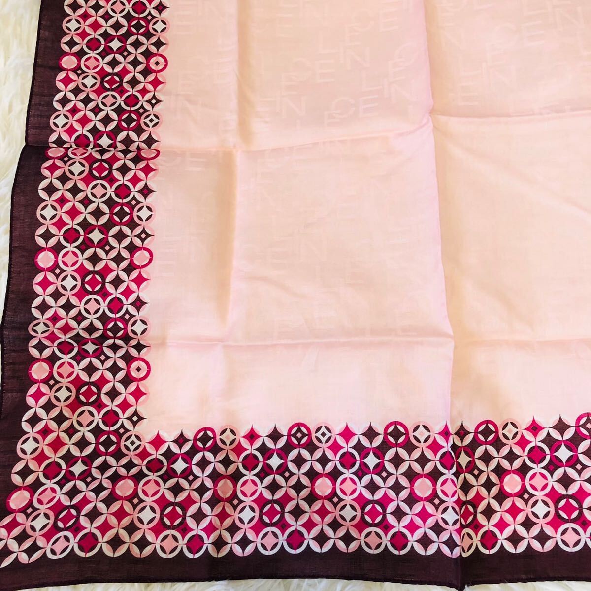 CELINE Celine woman lady's scarf handkerchie brand simple pink new goods unused new goods unused 57×57cm