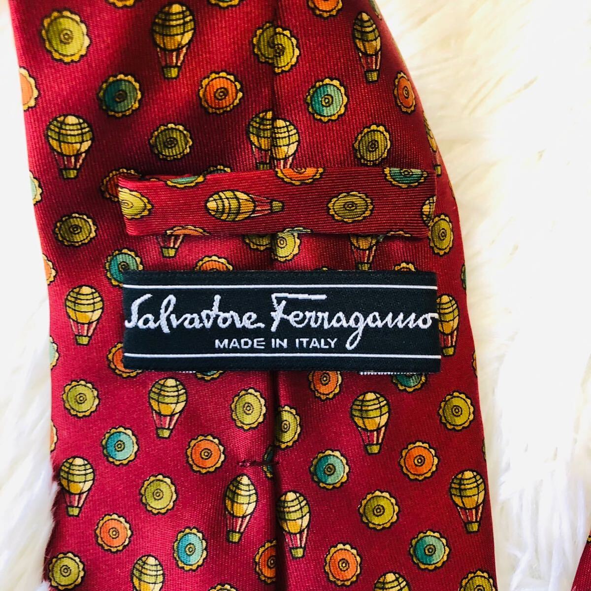 Salvatore Ferragamo サルヴァトーレフェラガモ メンズ 男性 紳士 ネクタイ 総柄 茶 ブラウン 結婚式 ビジネス 美品 剣先 9.7cmの画像6