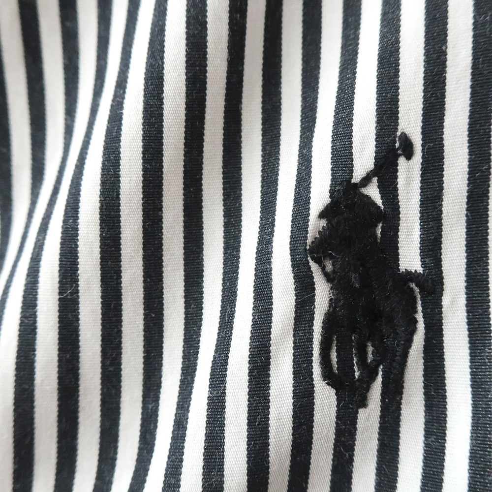 ラルフローレン SLIMFIT ボタンダウンシャツ ロンドンストライプ ポニー刺繍 ブラック(M)_画像7
