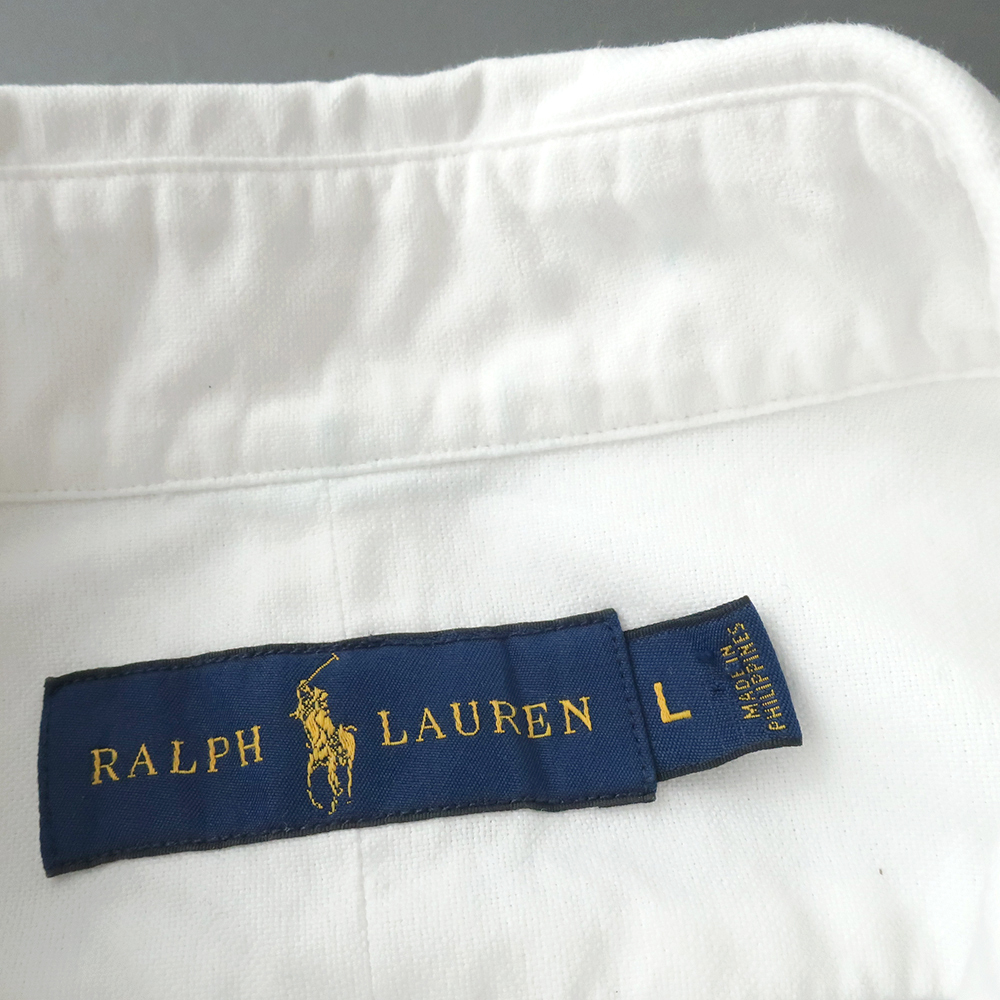  Ralph Lauren оскфорд рубашка кнопка down po колено вышивка белый (L) короткий рукав 