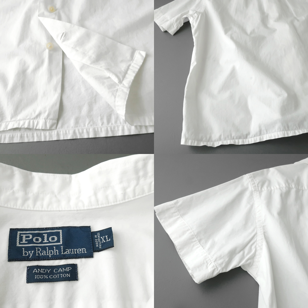 POLO RalphLauren オープンカラー ボックスシャツ ANDY CAMP 綿100％ ホワイト(XL) アンディキャンプの画像4