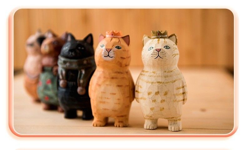 癒し猫の置物 オブジェ 飾り 手彫り 木製 ぶさかわ 可愛い ネコ 癒し猫の置物 オブジェ 飾り 手彫り 木製 ぶさかわ 可愛い ネコ