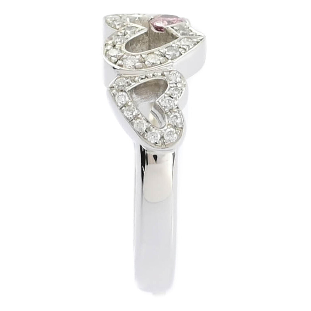  heart motif * pink diamond ring * ring /Pt900-7.8g/0.079ct/FD:0.169ct/12 number /#52/ platinum next day delivery possible #516156