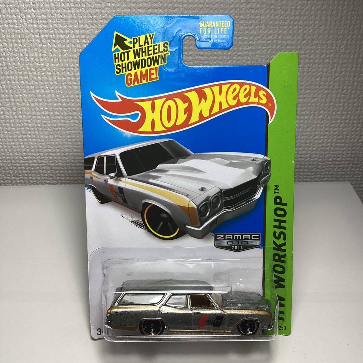 【Walmart限定 ザマック】☆ホットウィール☆ '70 シボレー　シェベル　SS ワゴン　ZAMAC カードまくれあり　Hot Wheels_画像2