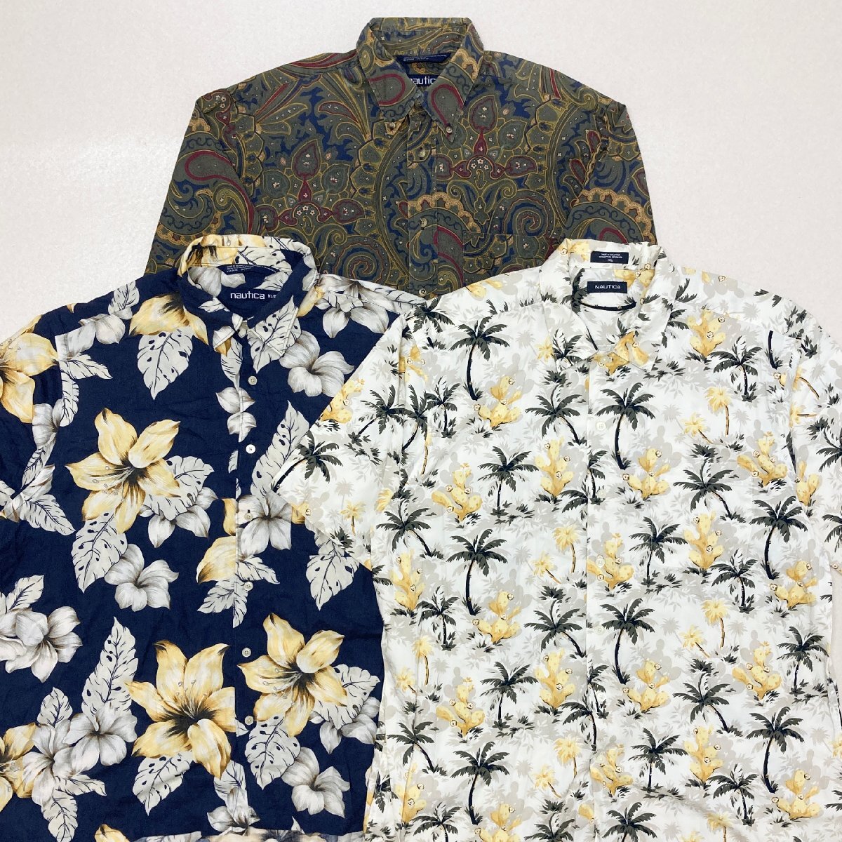 *NAUTICA Nautica 3 point set sale size MIX shirt pattern shirt botanikaru pattern peiz Lee pattern button down contains . present condition goods 0.78kg*