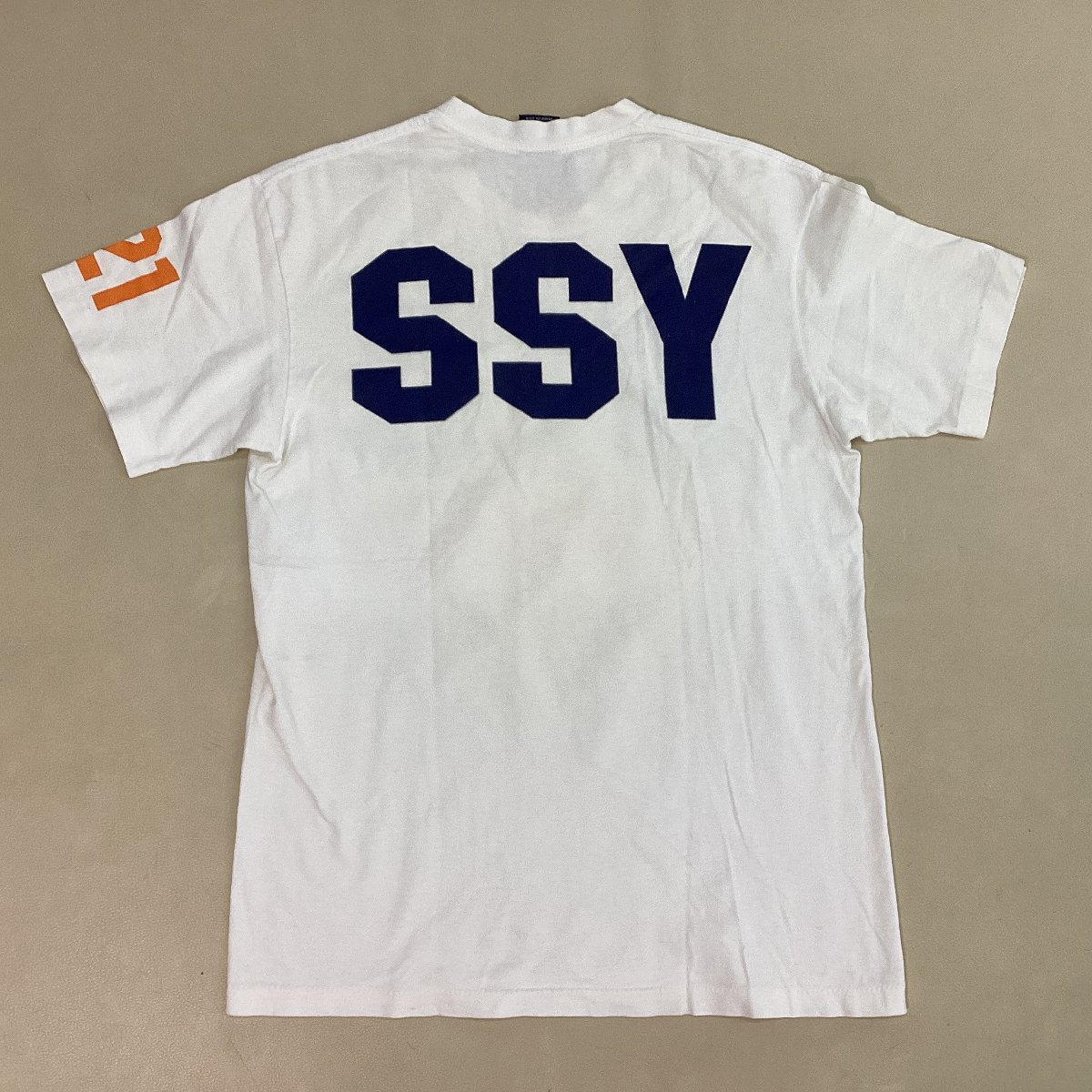 ■【送料198円】90s 紺タグ USA製 STUSSY ステューシー 両面プリントTシャツ 半袖 綿 old オールド スケーター メンズ サイズM 白/0.2kg■の画像2