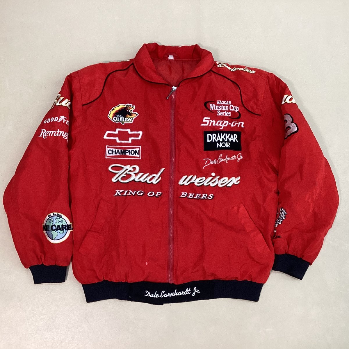 #Budweiser Budweiser racing jacket blouson jumper cotton inside enterprise series 4 surface embroidery Logo bike old clothes size XL red /0.68kg#