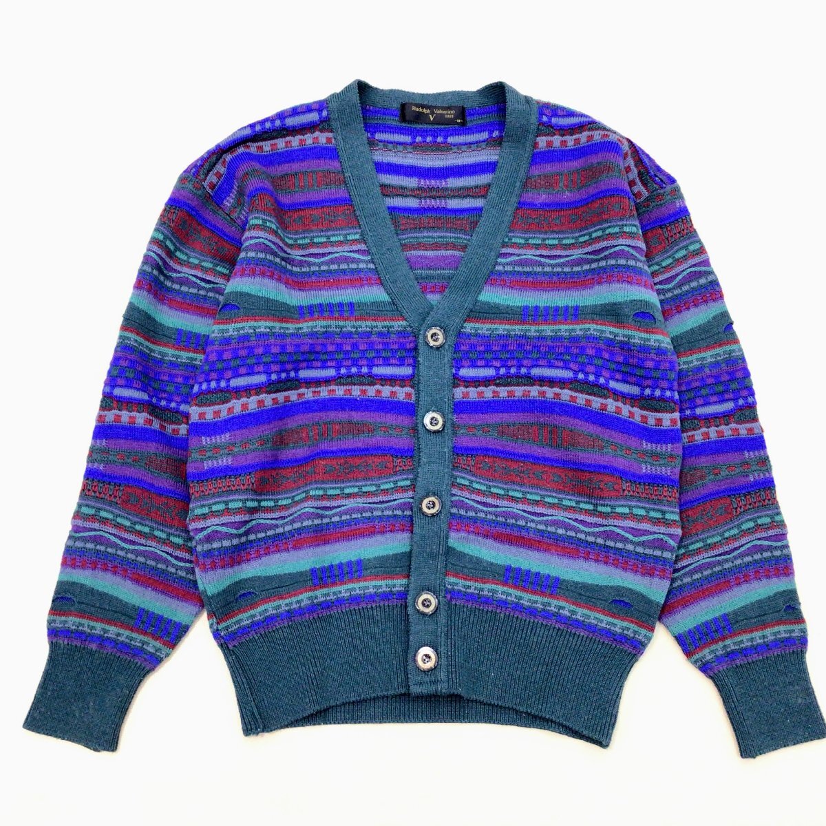 ■デザインニット 柄ニット セーター 7点 まとめ売り 総柄 レトロ 立体編み サイズMIX 中古卸 /3.5kg■の画像6