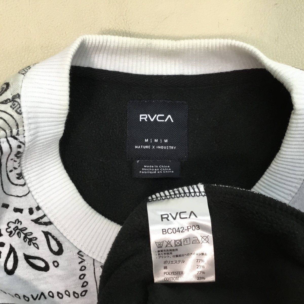 #RVCA Roo ka тренировочные топы футболка общий рисунок peiz Lee центральный большой Logo обратная сторона ворсистый водоотталкивающий мужской размер M серый /0.58kg#