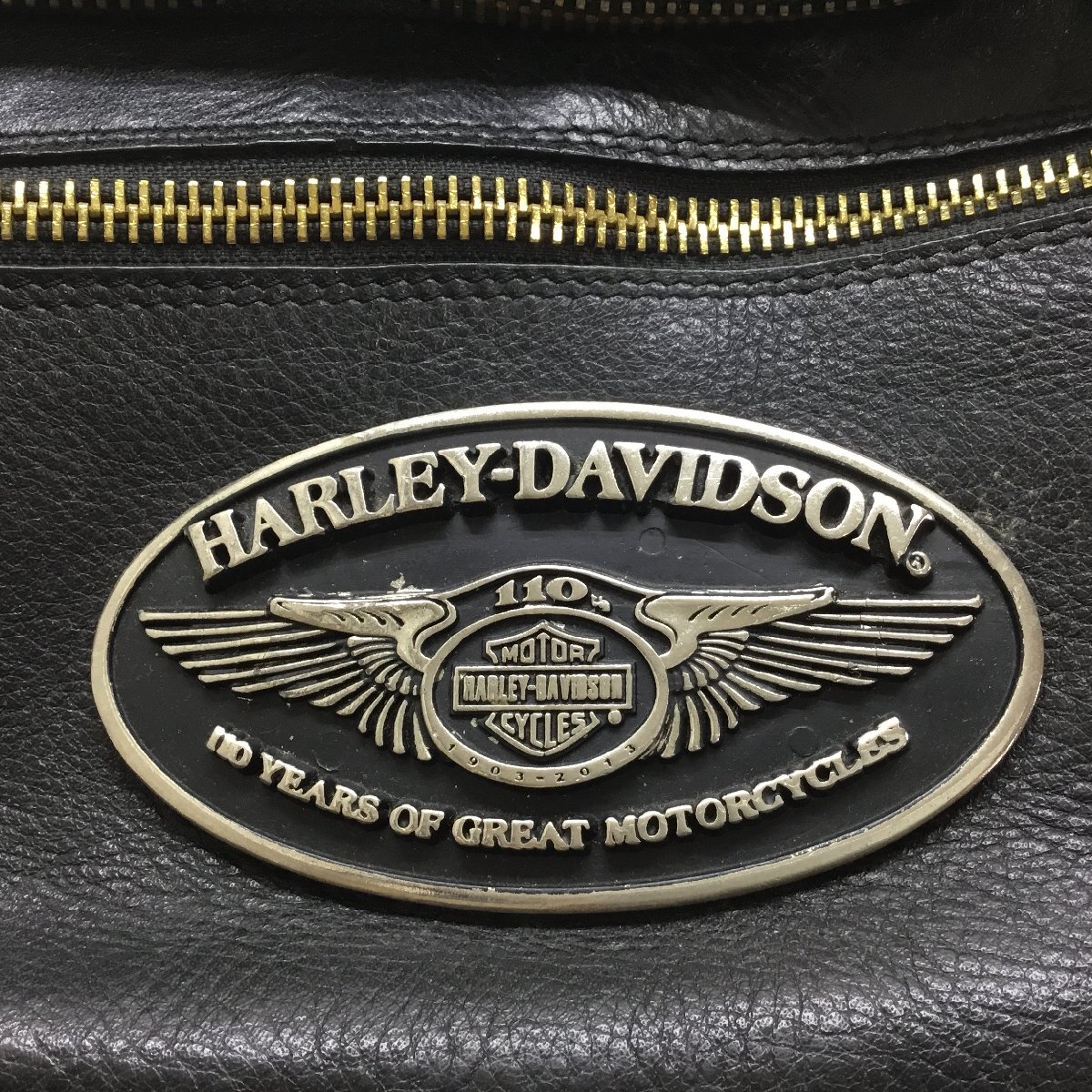 ■Harley Davidson ハーレーダビットソン メタルエンブレム スカル レザーワンショルダーバッグ ウエストバッグ 中古品 /0.67kg_画像10
