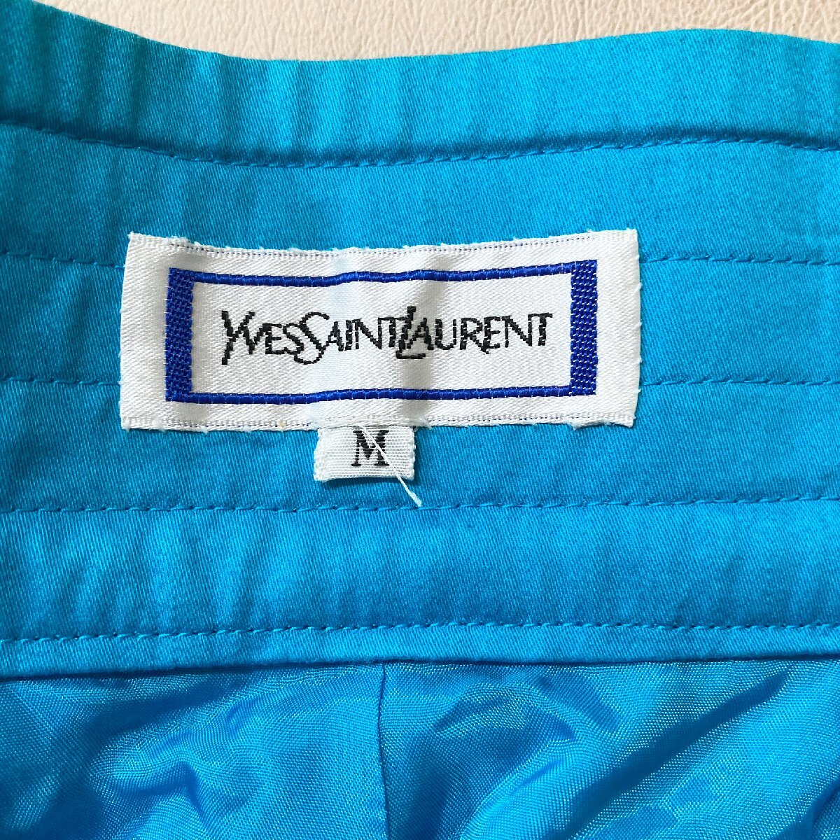 *vintage YVES SAINT LAURENT Yves Saint-Laurent skirt size M blue group bottoms flair lady's Vintage spring summer 0.25kg*