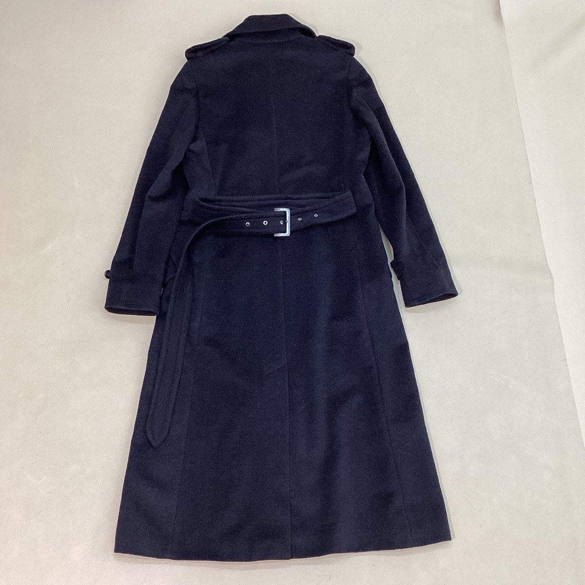 ■美品 Max Mara マックスマーラ 上質ウールトレンチコート チェスター ダブル ロング アウター レディース サイズ42 黒/1.5kg■_画像2