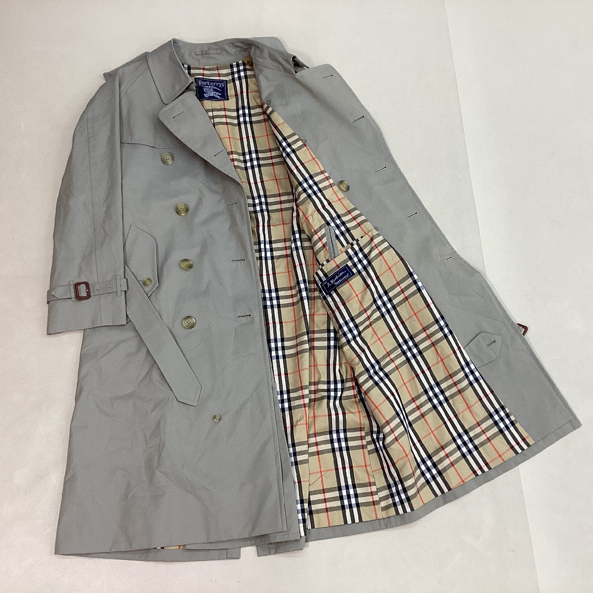 ■美品 80s Burberry's バーバリーズ トレンチコート 綿 ノバチェック 古着 ヴィンテージ メンズ サイズ92-170-5 ベージュ微光沢/1.32kg■_画像6