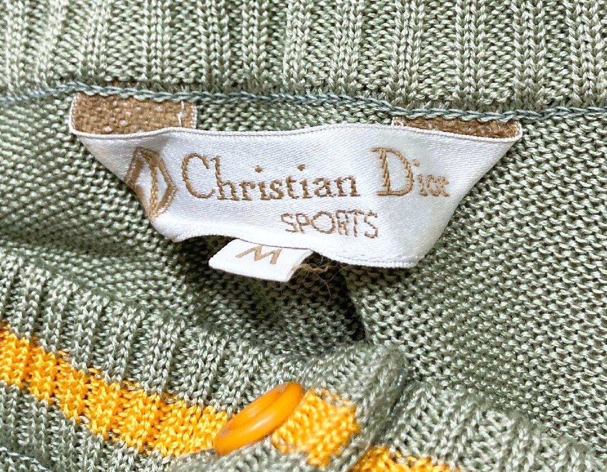 ★Vintage Christian Dior SPORTS クリスチャンディオール スポーツ ノースリーブ タンクトップ オリーブ ロゴ M レディース 0.15kg★の画像6