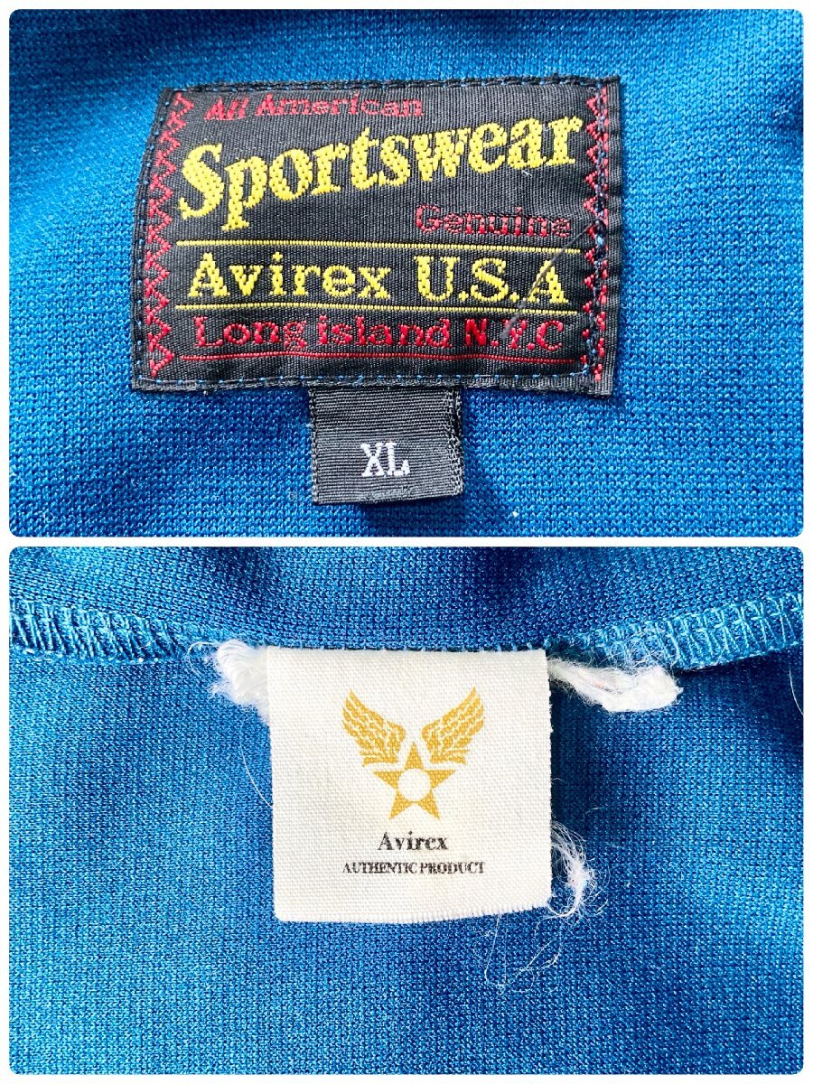 ★AVIREX U.S.A. Sportswear アヴィレックス トラックジャケット ビッグロゴ ジップアップ アウター メンズ サイズ XL ブルー 0.6kg★の画像10
