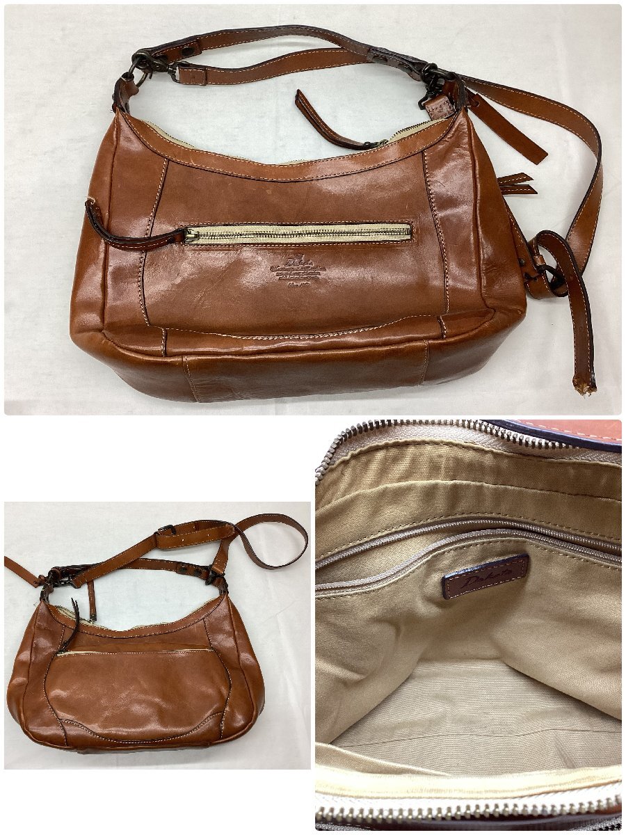#Dakota dakota leather bag set sale 4 point flap shoulder /2WAY bag brown group use because of scratch equipped secondhand goods /2.37kg#