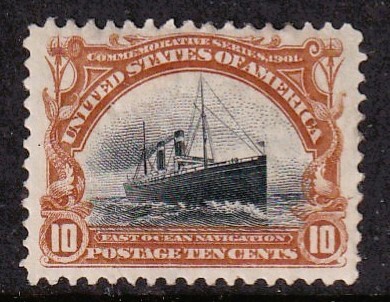 ! America / memory { bread * american ./ out . boat }1901 year 10c Scott#299