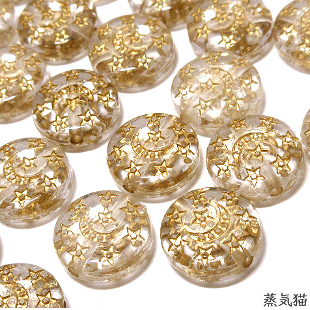 b9342 star . three day month pattern beads clear 60 piece [ cosmos Gold pattern earrings earrings hand made for accessory parts material ] steam cat parts 