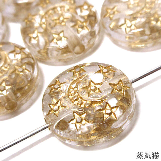 b9342 star . three day month pattern beads clear 60 piece [ cosmos Gold pattern earrings earrings hand made for accessory parts material ] steam cat parts 
